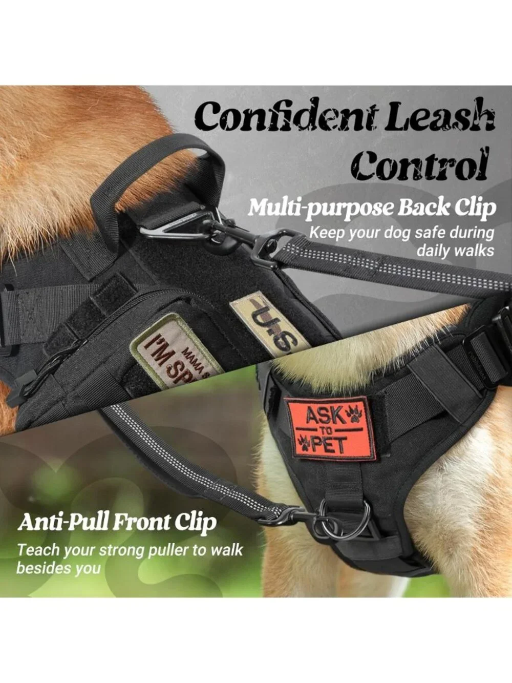 Heavy Duty Tactical Dog Harness for Large Breeds | No Pull Military Vest